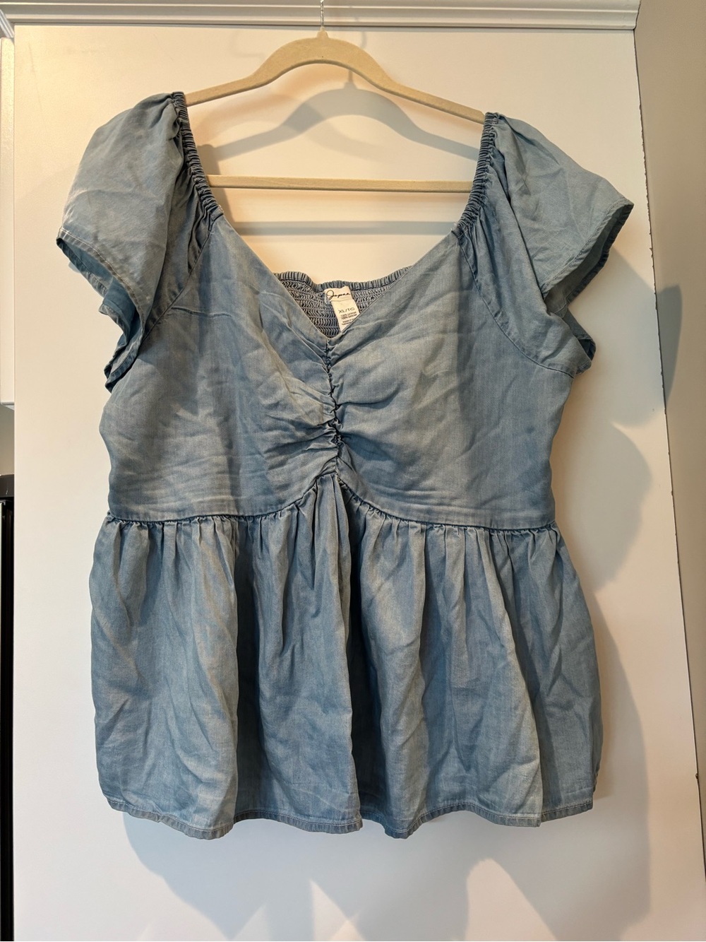 Japna denim color blouse size XL as new!